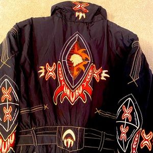 Striking “Bogner” women’s ski suit.